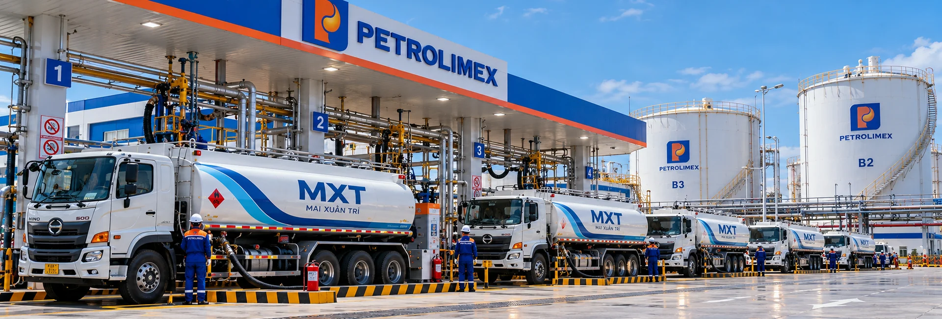 Xe bồn MXT tại khu vực nhận nhiên liệu